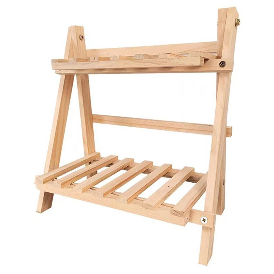 Multi-function Double Layer Flower Pot Storage Rack Foldable Wooden Shelf Multi-function Double Layer Flower Pot Storage Rack Foldable Wooden Shelf